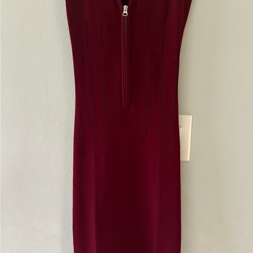 Alexander McQueen Red Sheath Midi Dress Sweetheart Neckline